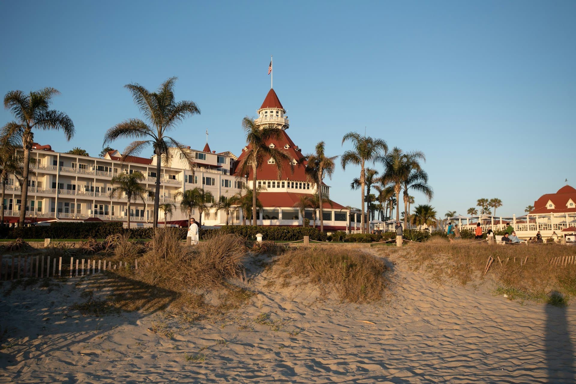Hotel del Coronado from Coronado Beach at golden hour