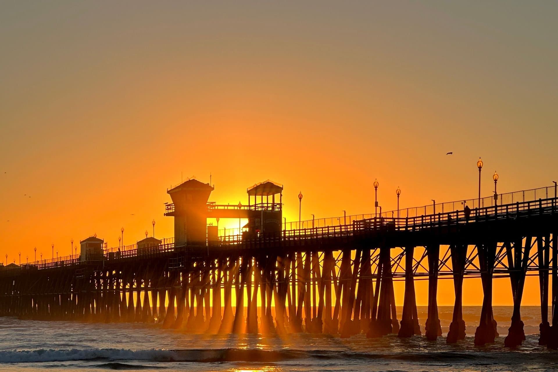 Oceanside Pier silhouetted against the sunset