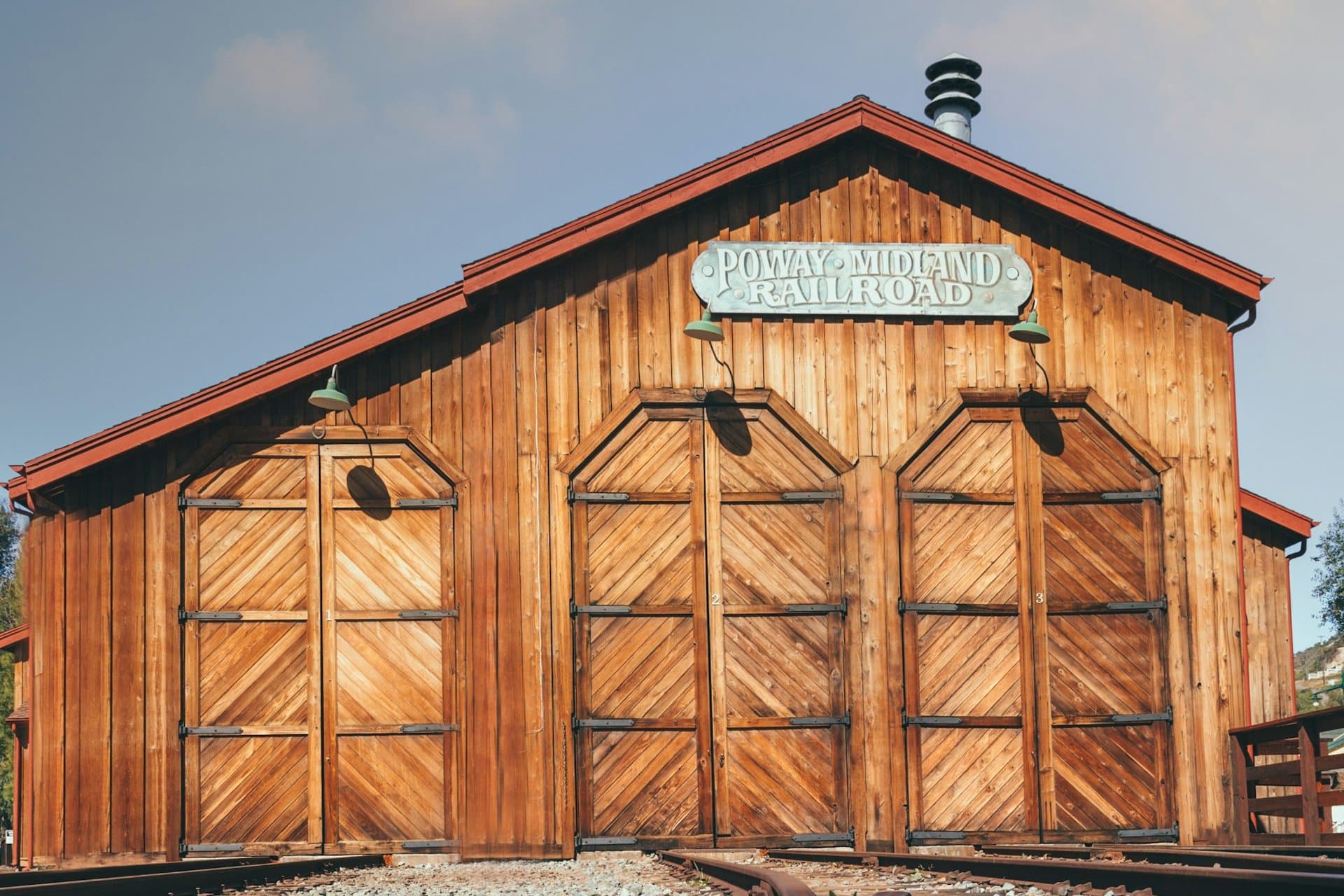 The heritage railroad barn at Old Poway Park near Sabre Springs