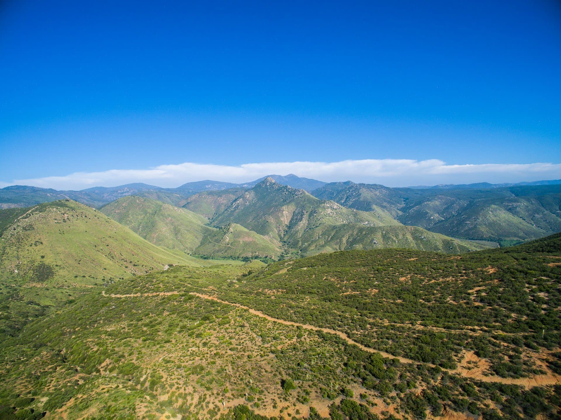 Green canyon ridges winding through San Diego County parkland
